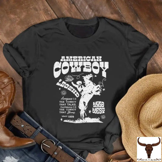 Amerikaanse Cowboy T-Shirt Zwart / S