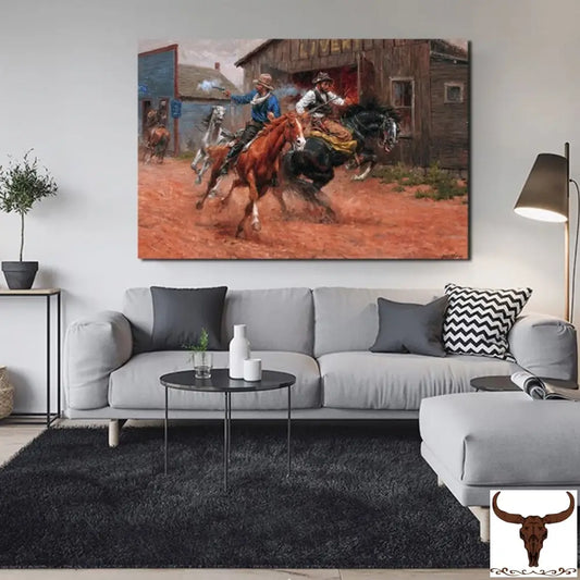 Cowboy Schilderij Decoratie 10X15Cm / Zonder Lijst