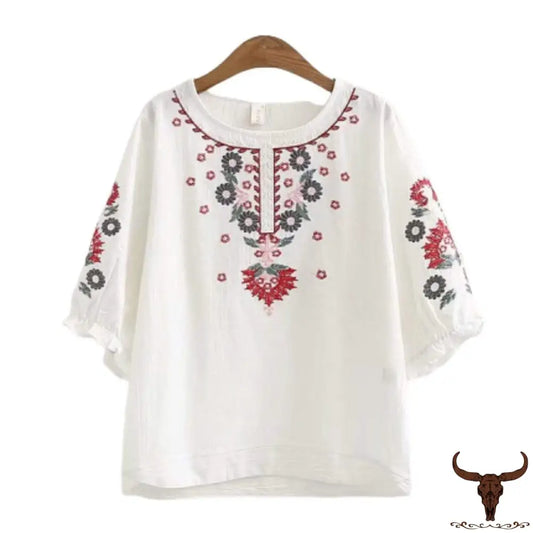 Westerse Blouse In Indiase Stijl Wit