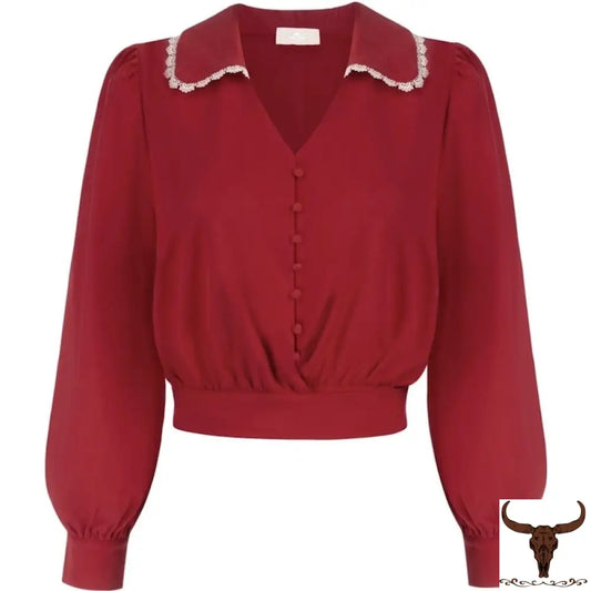 Westerse Cowgirlblouse Rood / S