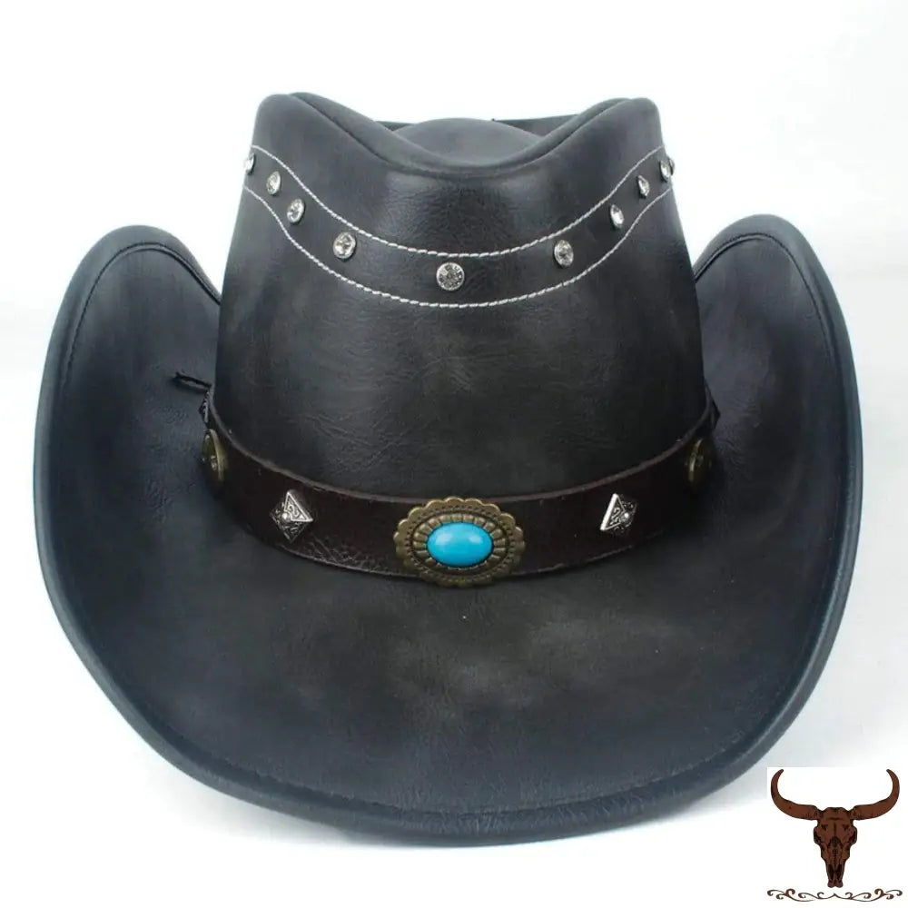 Zwart Lederen Cowboyhoed